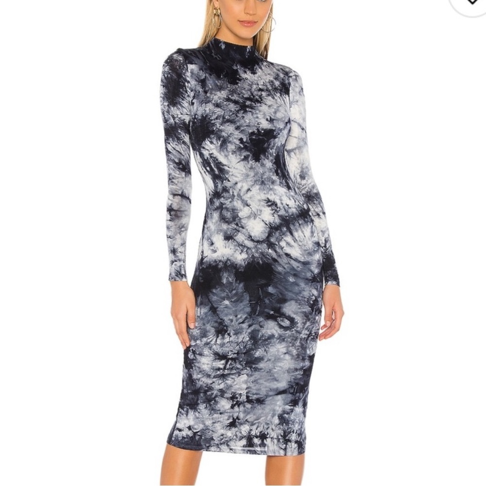 Lovers + Friends Black and White Tie-Dye Dress, stretchy